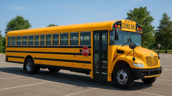 Exterior of Charter Bus Company Apple Valley's School Bus in Apple Valley